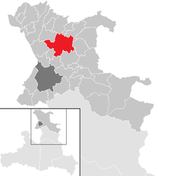 Kommunens läge i distriktet Salzburg-Umgebung