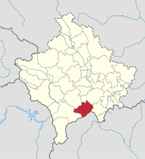 Lage der Gemeinde Štrpce im Kosovo (anklickbare Karte)