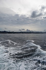 Southern coast of São Miguel Island seen from the sea, Azores, Portugal
