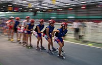 Competitors warming up before a race. Speed roller skating warmup.jpg