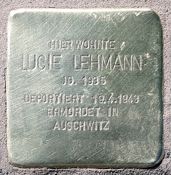 File:Stolperstein Neue Jakobstr 16 (Mitte) Lucie Lehmann2.jpg