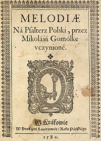 Strona tytułowa Melodii na Psałterz polski Mikołaja Gomółki.