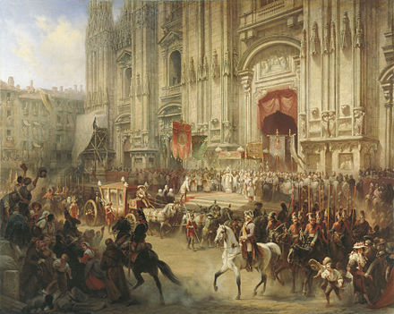 Ceremonial reception of Russian Field Marshal Alexander Suvorov in Milan, April 1799