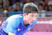 Deutsch: Tischtennis bei den Olympischen Jugendspielen 2018; Tag 9, 15. Oktober 2018; Mixed, Finale, Mixed-Doppel – Tomokazu Harimoto (JPN) Vs Wang Chuqin (CHN) 3:1 English: Table tennis at the 2018 Summer Youth Olympics at 15 October 2018 – Mixed Final, Mixed-Double – Tomokazu Harimoto (JPN) Vs Wang Chuqin (CHN) 3:1