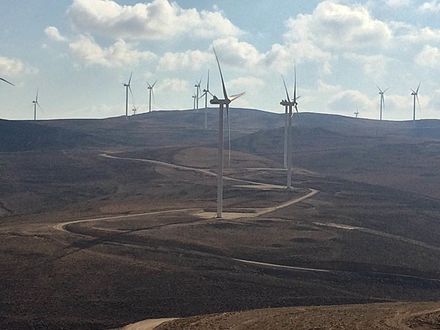 The Tafila Wind Farm in Jordan, is the first large scale wind farm in the region.