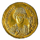 Monero prezentante Theoderic la Famulo (475-526)