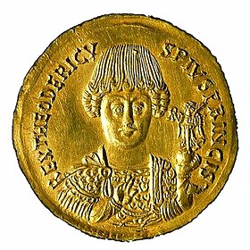 Coin depicting Theodoric the Great (475-526) of Ostrogothic Kingdom