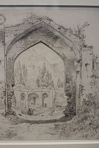 Les ruines du palais d'Ashraf (1848), École nationale supérieure des beaux-arts, mine graphite sur papier.