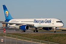 A Thomas Cook Airlines Canada Boeing 757-200 taxiing at Toronto Pearson International Airport in 2011