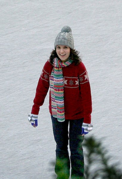 Fey filming the episode "Ludachristmas" of 30 Rock at Rockefeller Center in October 2007