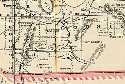 Southeastern Arizona near Tombstone in 1887 Tombstone area map 1887.jpg