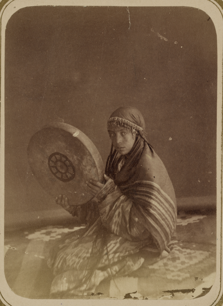 File:Troupe of Musicians. A Woman Holding a Dayra, or Frame Drum WDL11114.png