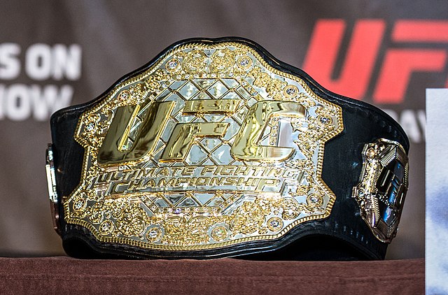 The former Ultimate Fighting Championship heavyweight championship belt