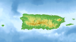 Map of Puerto Rico with mark showing the position of Ensenada Honda in Culebra, P.R.