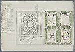 Plan för ridlekar samt salar och bufféer i parkens Stjärnboské, ritning av Gustav III.