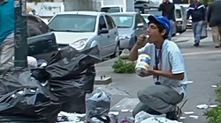 A Venezuelan eating from garbage during the crisis in Bolivarian Venezuela Venezuelan eating from garbage.jpg
