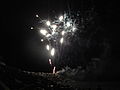 The fireworks display after Ventnor Carnival 2011, along the seafront at Ventnor, Isle of Wight.