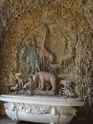 sculpture représentant différents animaux, dont un rhinocéros inspiré de Dürer