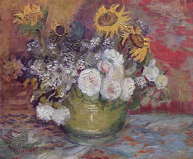 外箱不良宅配便送料無料 フィンセント・ファン・ゴッホ Vincent Willem van Gogh 「Sunflowers, Roses and  other Flowers in a Bowl. 1886」