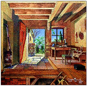 152 The painter's studio label QS:Lit,"Studio di pittore" label QS:Len,"The painter's studio" 1940