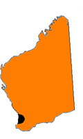 The area allotted to WOW for television broadcasting (shown in orange). The Perth license area is shown in black. WIN License Area.png