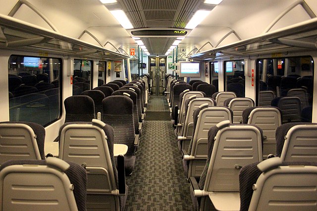 Refurbished standard-class interior of a Class 350/1 unit