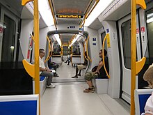 Interno vagone della metropolitana di Brescia.