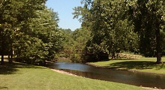 The walking bridge over Pequonnock River. Walking bridge over Pequonnock River.jpg