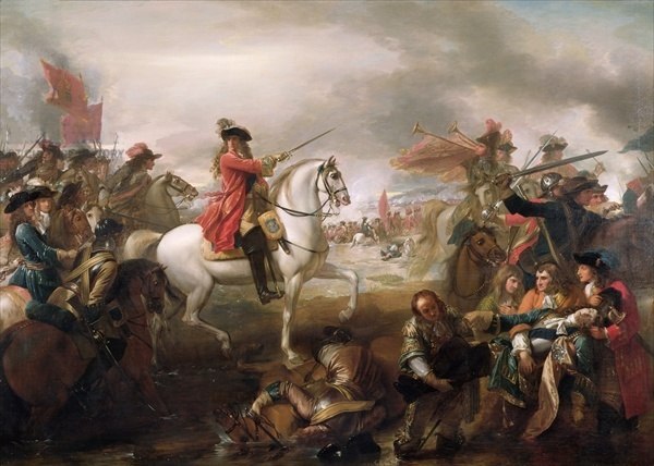 The Boyne; a narrow Williamite victory, in which Schomberg was killed (bottom right)