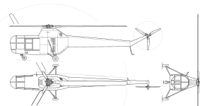 Yakovlev Yak-100 3-view line drawing.svg