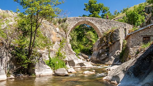 The Stone Bridge in the village of Zoviḱ, Macedonia