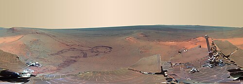 Greeley Haven Panorama (false color) 'Greeley Panorama' from Opportunity's Fifth Martian Winter, PIA15689.jpg