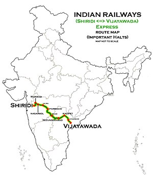 (Shiridi - Vijayavada) Ekspres yo'nalishi map.jpg