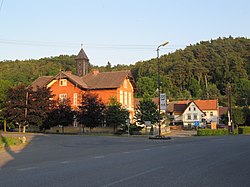 Center of the village with the former town hall