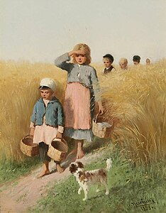 Крестьянские дети, уходящие с поля. 1898