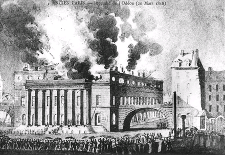 L'incendie de l'Odéon en 1818.