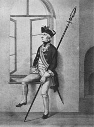 Пехотный офицер с эспонтоном, 1756-1761 гг.
