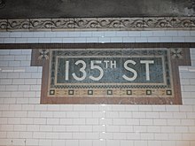 A surviving original name tablet 135th Street IRT Lenox Ave; Standard Mosaic.JPG