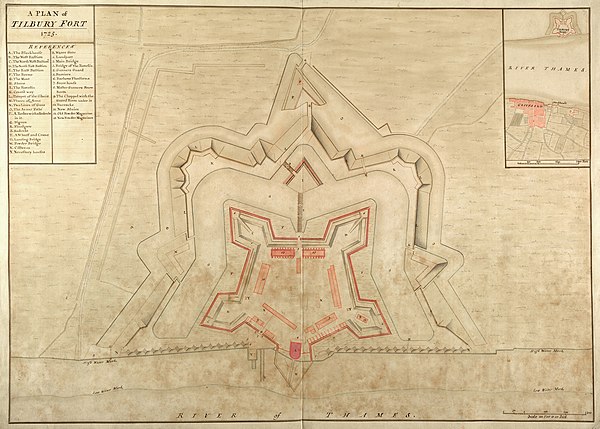 Plan of the fort in 1725; the Tudor blockhouse is still in place, bottom centre.