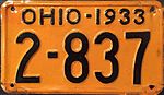 1933 Ohio kentekenplaat.jpg