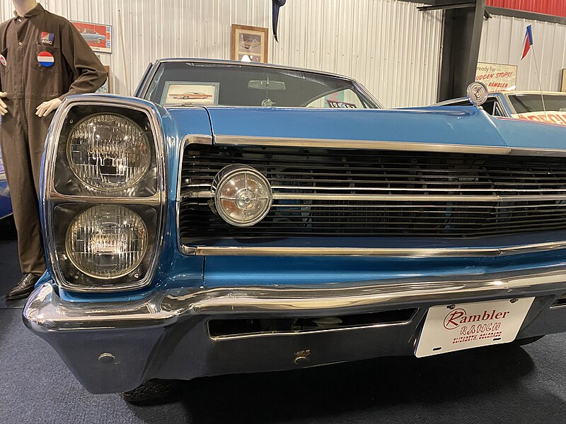 File:1967 AMC Marlin in blue with 343 V8 and 4-speed at Rambler Ranch 2of5.jpg