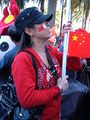 A female pro-China protester at the 2008 Olympic Torch Relay in San Francisco.