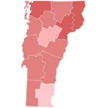 2008 Vermont gubernatorial election results map by county.svg