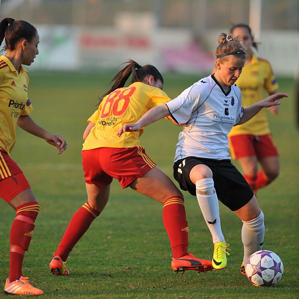 Playing against Tyresö in the UEFA Women's Champions League quarter-final, March 2014