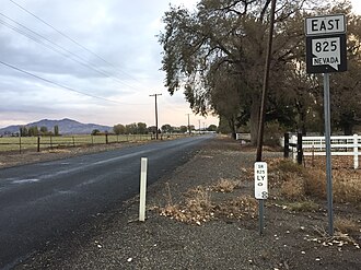 View at the west end of SR 825 looking eastbound 2015-10-28 17 51 10 View east from the west end of Nevada State Route 825 (Gage Road) in Lyon County, Nevada.jpg