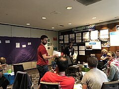 Wikimania attendees participate in a breakout session during the Track A & B strategic direction feedback workshop