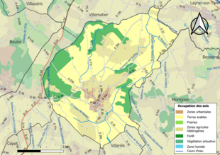 Barevná mapa znázorňující využití půdy.