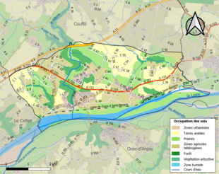 Kolorowa mapa przedstawiająca użytkowanie gruntów.