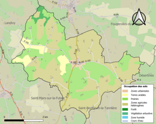 Barevná mapa znázorňující využití půdy.