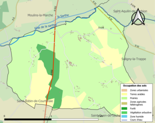 Kolorowa mapa przedstawiająca użytkowanie gruntów.